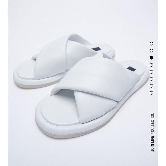 Zara low heeled leather crossed sandals